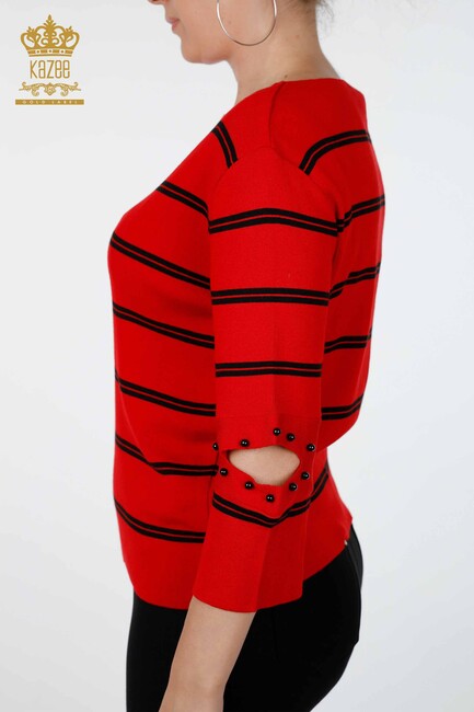 Women's Knitwear Sleeve Detailed Red - 14422 | KAZEE - Thumbnail