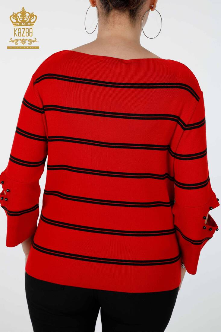 Women's Knitwear Sleeve Detailed Red - 14422 | KAZEE