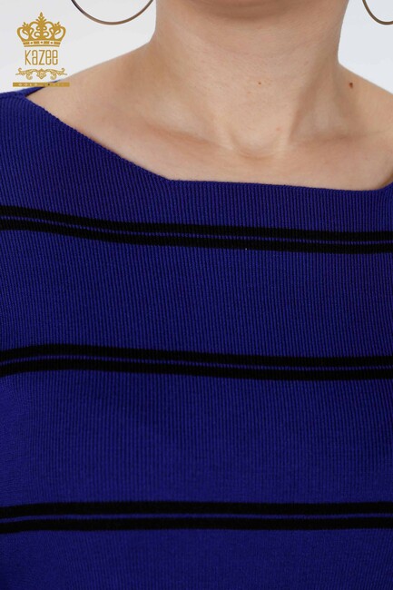 Women's Knitwear Sleeve Detailed Sax - 14422 | KAZEE - Thumbnail