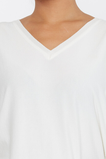 Women's Knitwear Stone Embroidered Ecru - 30924 | KAZEE - Thumbnail