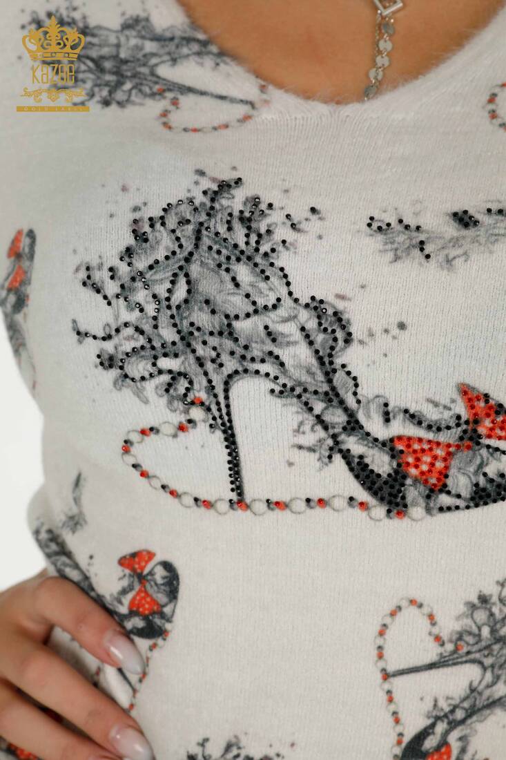 Women's Knitwear Stone Embroidered Patterned - 18791 | KAZEE