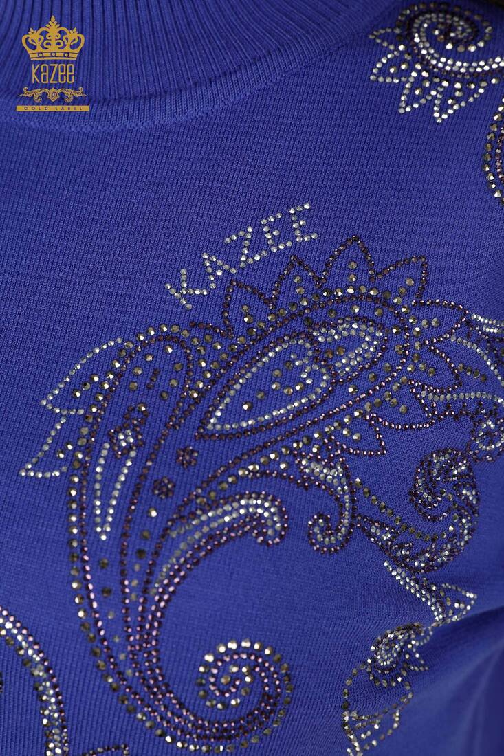 Women's Knitwear Stone Embroidered Violet - 30013 | KAZEE