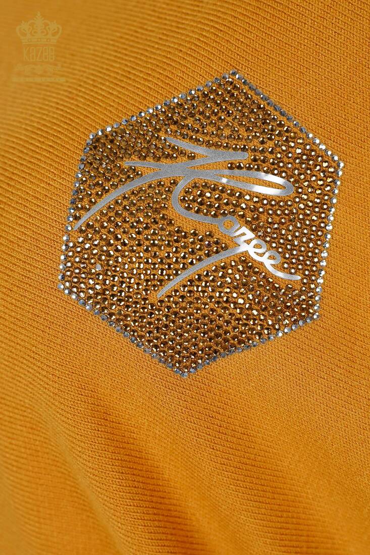 Women's Knitwear Sliver Embroidered Saffron - 16646 | KAZEE