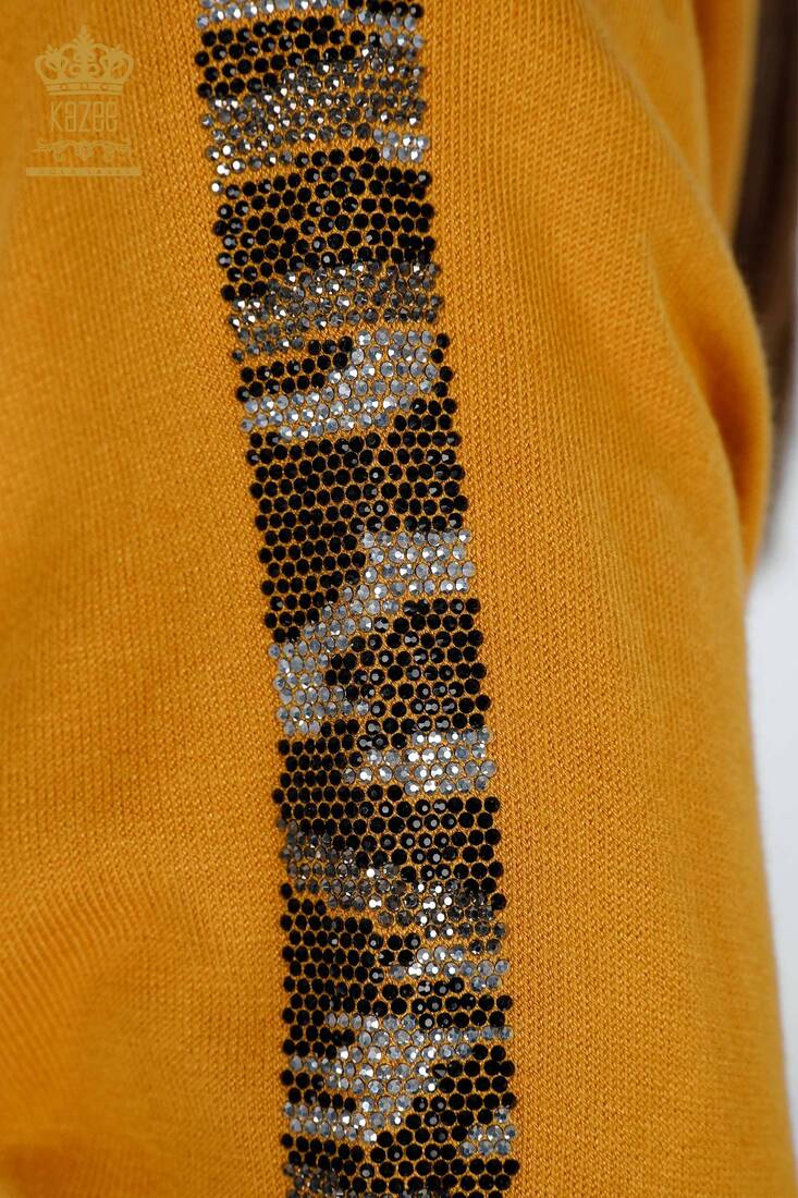 Women's Knitwear Sliver Embroidered Saffron - 16646 | KAZEE