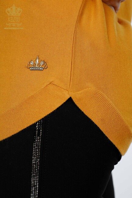 Women's Knitwear Sliver Embroidered Saffron - 16646 | KAZEE - Thumbnail