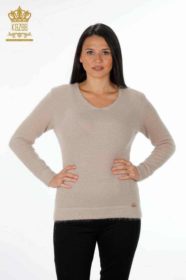 Women's Knitwear Sweater Angora Beige - 12047 | KAZEE