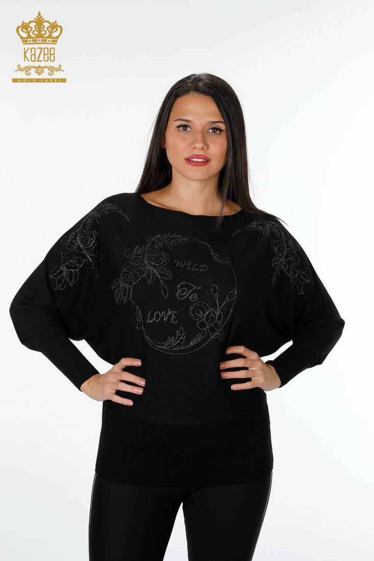 Women's Knitwear Sweater Bat Sleeve Black - 15613 | KAZEE