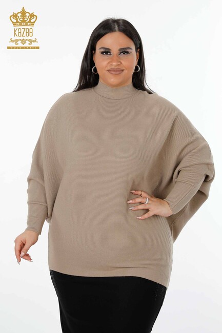 Women's Knitwear Sweater Bat Sleeve Camel - 15668 | KAZEE - Thumbnail