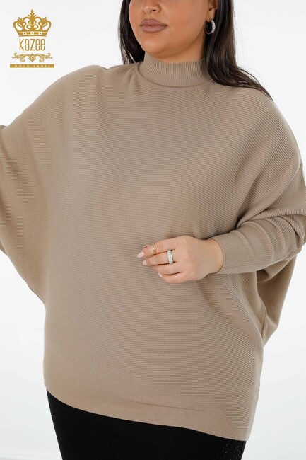 Women's Knitwear Sweater Bat Sleeve Camel - 15668 | KAZEE - Thumbnail