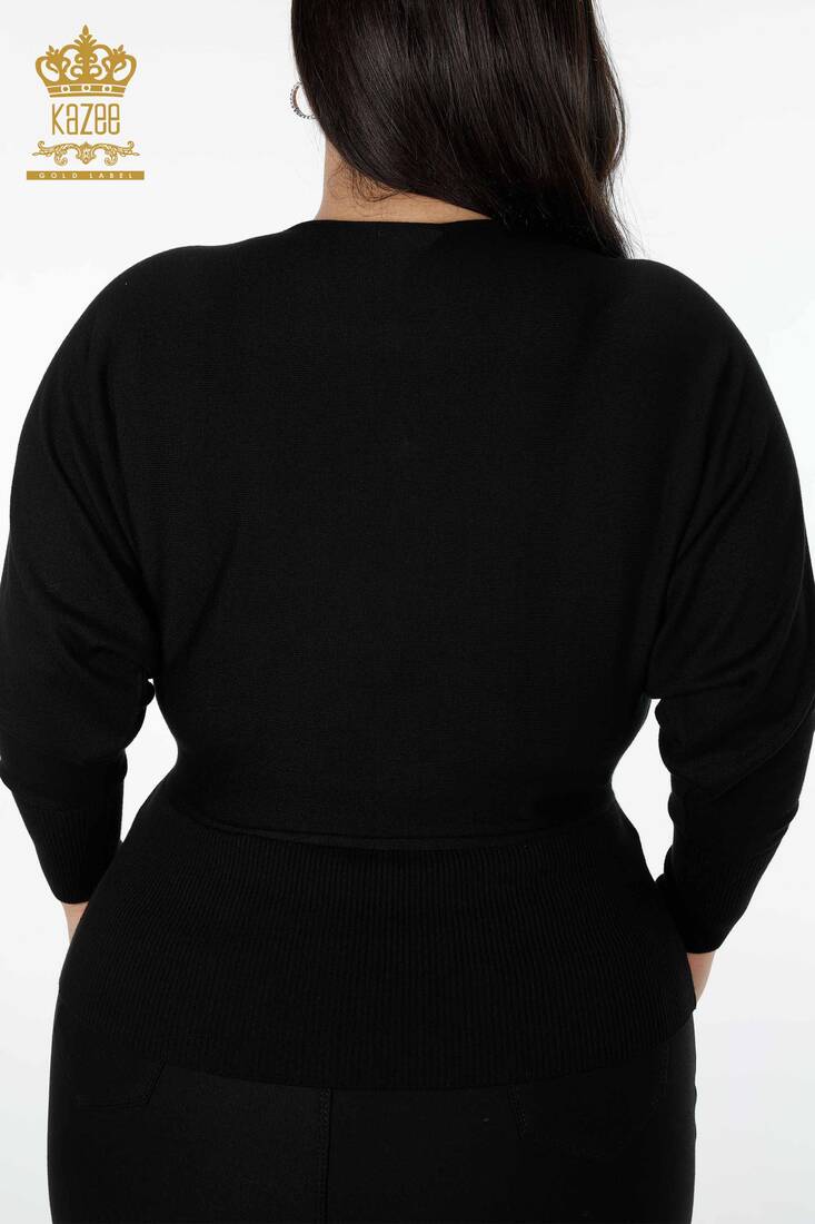 Women's Knitwear Sweater Crew Neck Black - 15617 | KAZEE