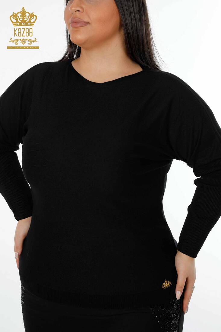 Women's Knitwear Sweater Crew Neck Black - 15702 | KAZEE