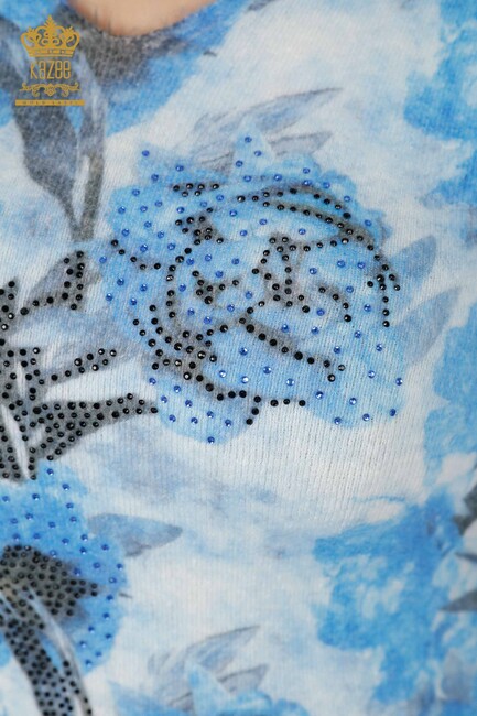 Women's Knitwear Sweater Crew Neck Blue - 18429 | KAZEE - Thumbnail