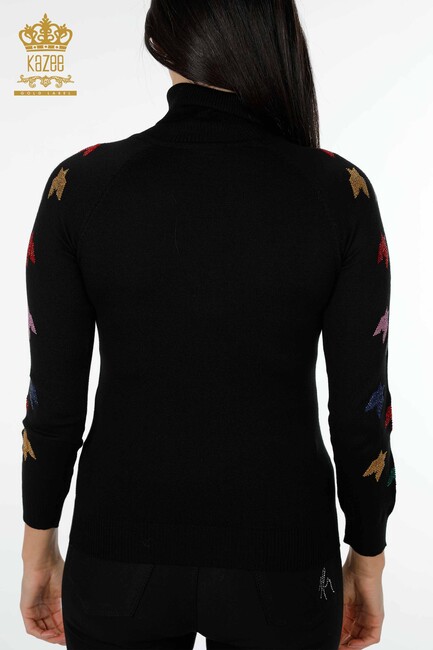 Women's Knitwear Sweater Colored Stone Black - 14731 | KAZEE - Thumbnail
