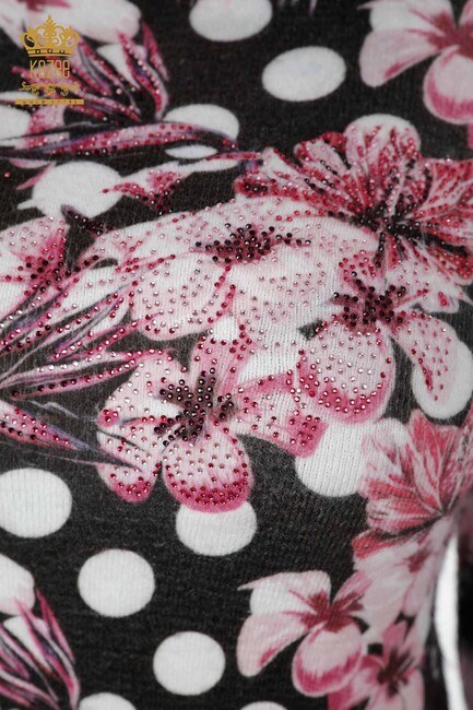Women's Knitwear Sweater Digital Printed Pink - 18922 | KAZEE - Thumbnail