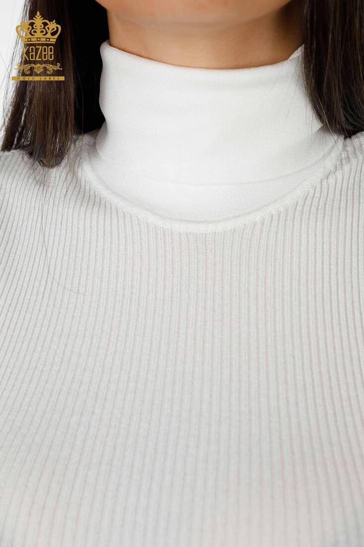 Women's Knitwear Sweater Turtleneck Ecru - 15258 | KAZEE