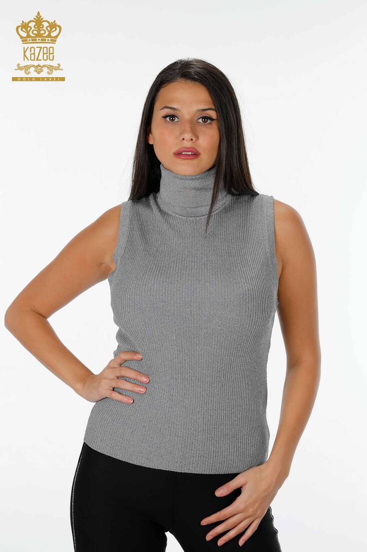 Women's Knitwear Sweater Turtleneck Gray - 15258 | KAZEE