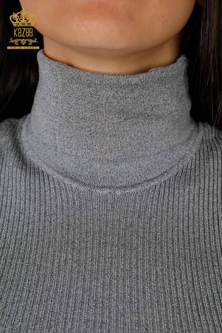Women's Knitwear Sweater Turtleneck Gray - 15258 | KAZEE