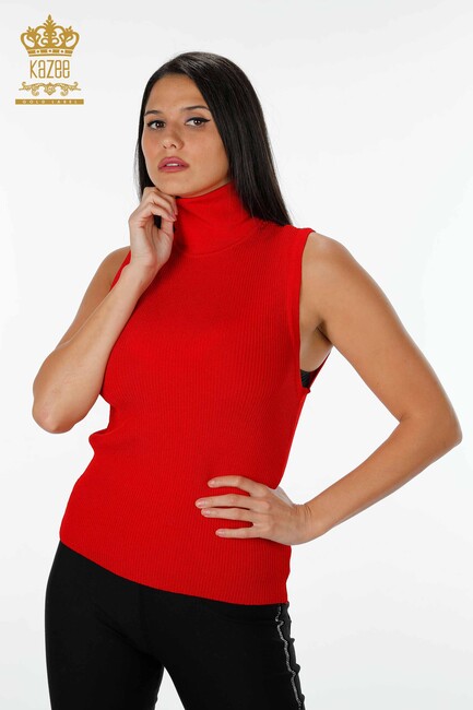 Women's Knitwear Sweater Turtleneck Red - 15258 | KAZEE - Thumbnail