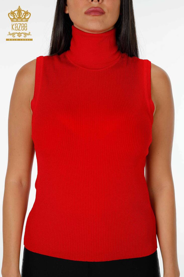 Women's Knitwear Sweater Turtleneck Red - 15258 | KAZEE