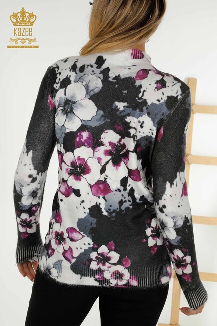 Women's Knitwear Sweater Floral Pattern Black - 18923 | KAZEE - Thumbnail