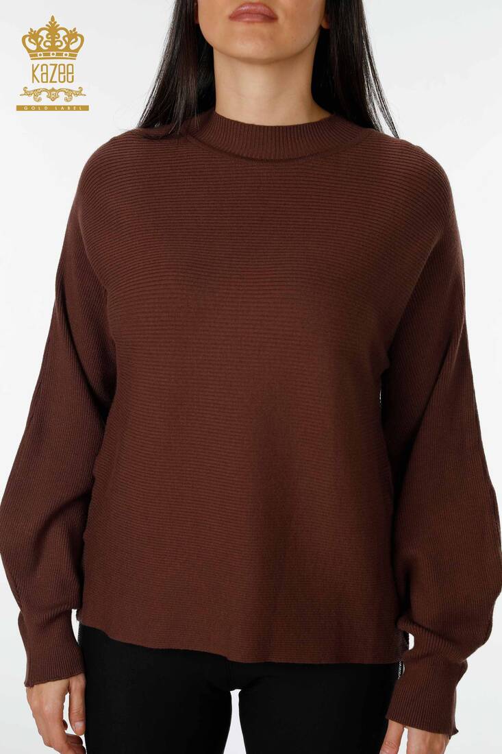 Women's Knitwear Sweater Stand Brown - 15669 | KAZEE