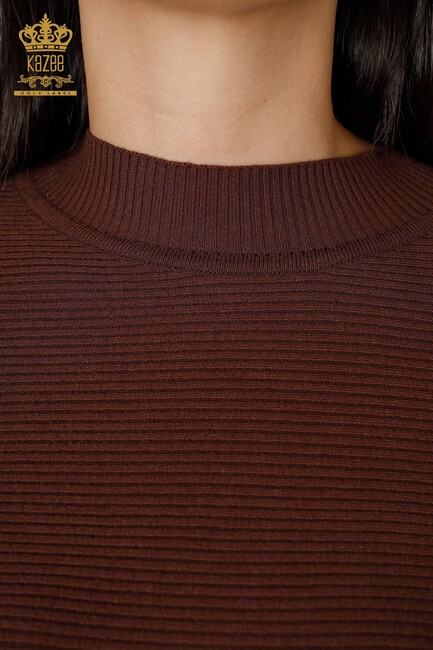 Women's Knitwear Sweater Stand Brown - 15669 | KAZEE - Thumbnail