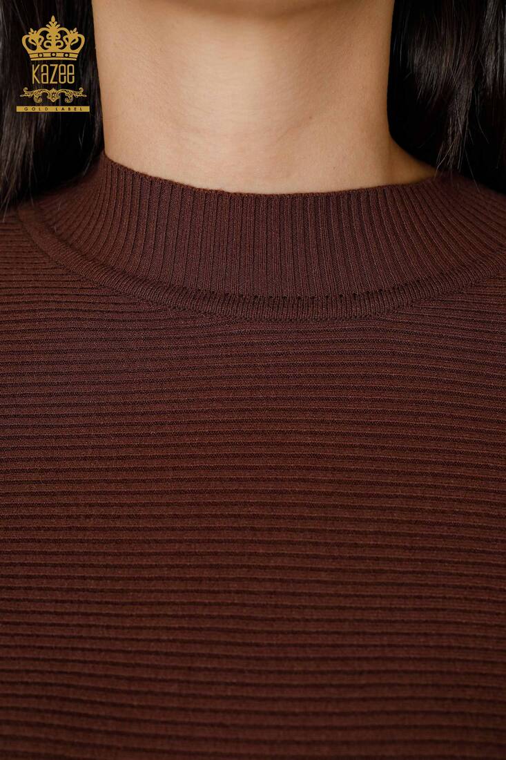 Women's Knitwear Sweater Stand Brown - 15669 | KAZEE