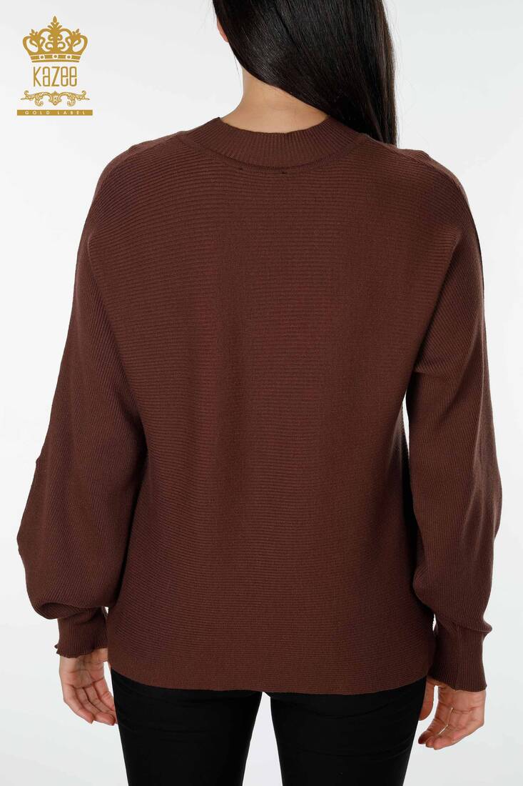 Women's Knitwear Sweater Stand Brown - 15669 | KAZEE