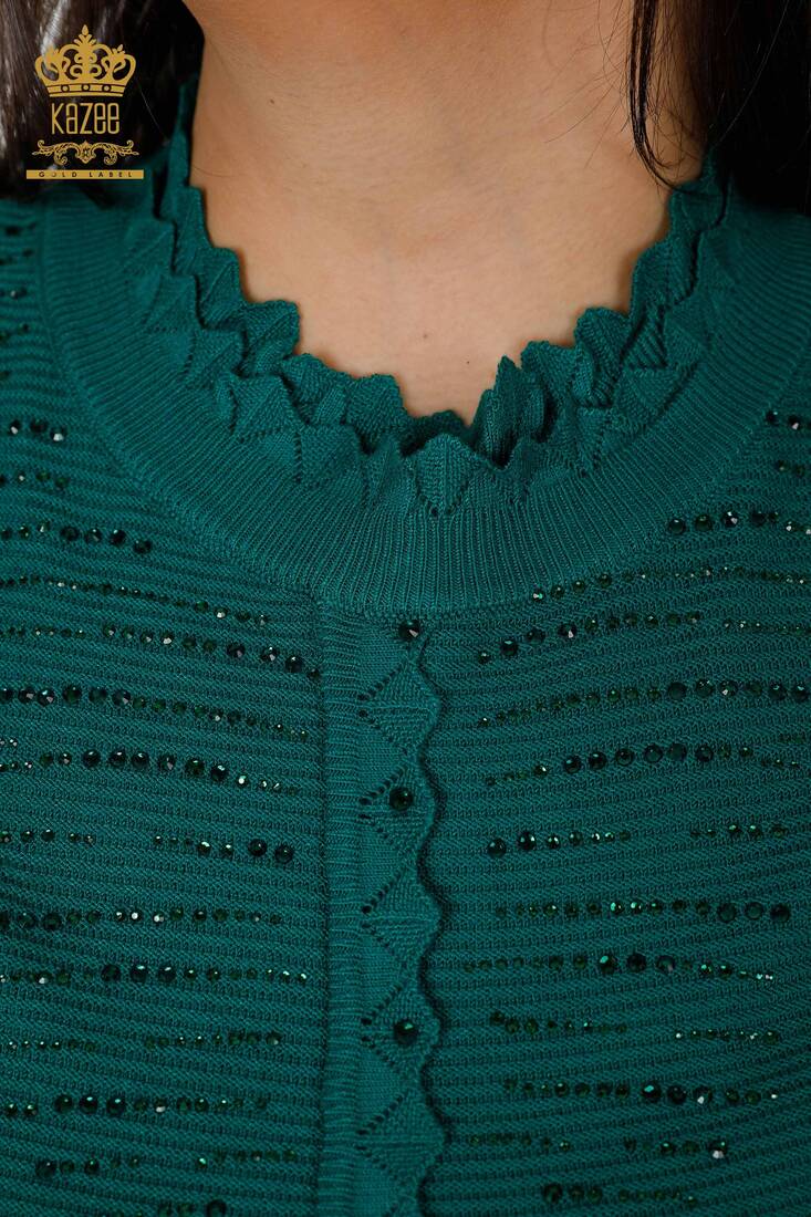 Women's Knitwear Sweater Stand Green - 14787 | KAZEE