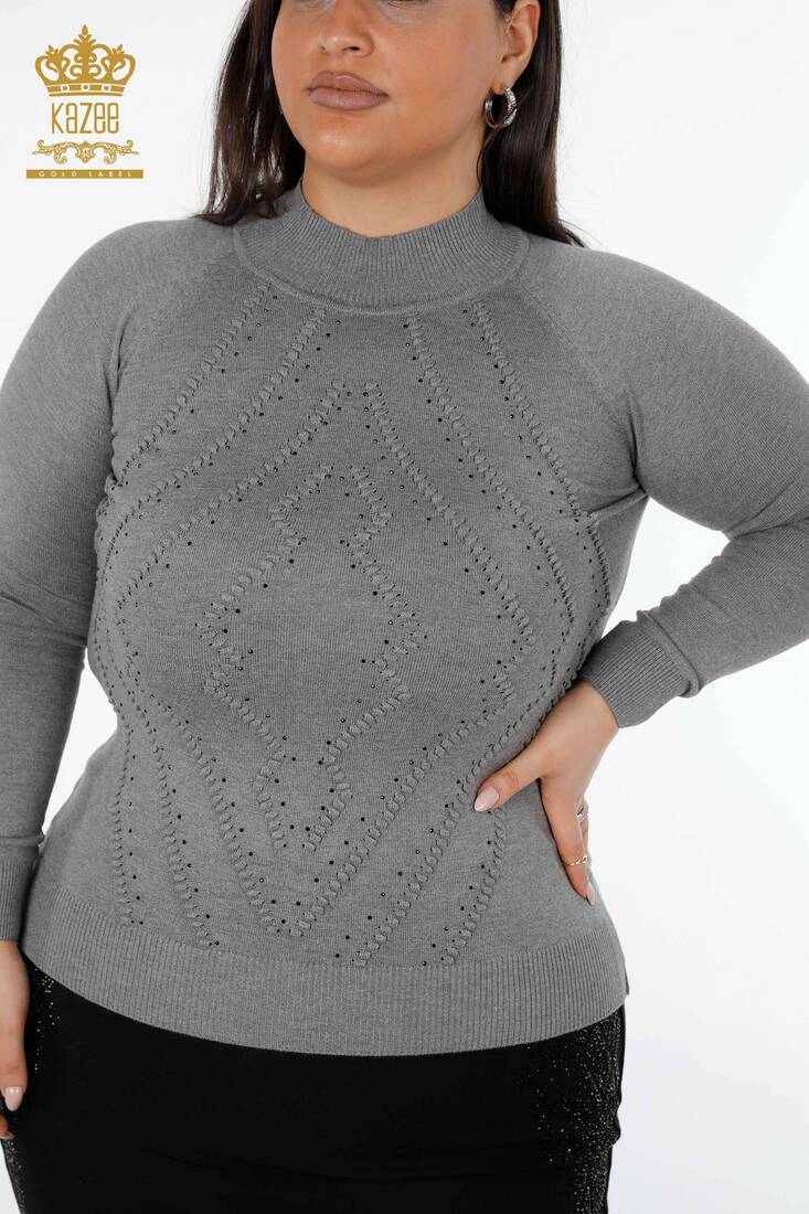 Women's Knitwear Sweater Stand Gray - 14785 | KAZEE