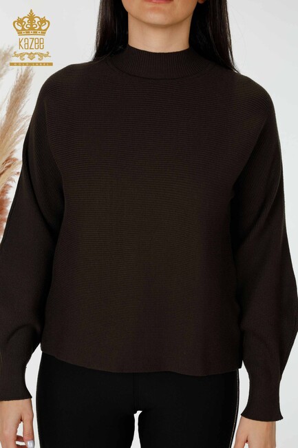 Women's Knitwear Sweater High Collar Khaki - 15669 | KAZEE - Thumbnail