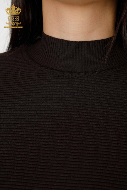 Women's Knitwear Sweater High Collar Khaki - 15669 | KAZEE - Thumbnail