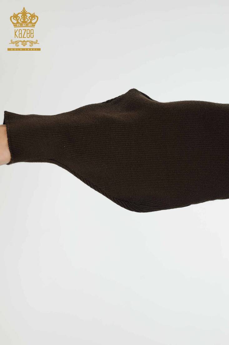 Women's Knitwear Sweater High Collar Khaki - 15669 | KAZEE