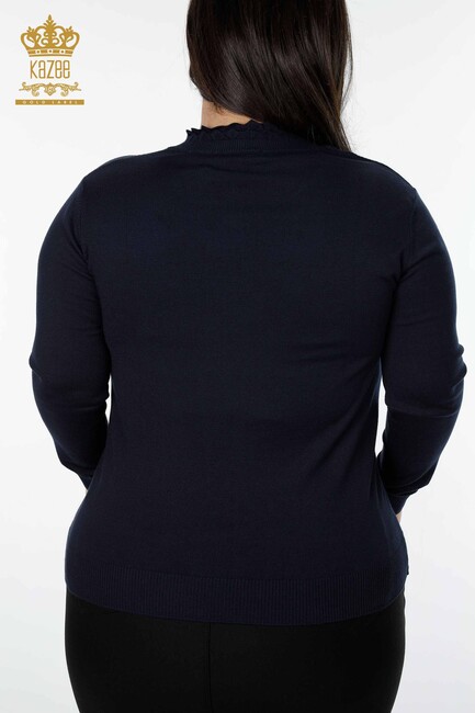 Women's Knitwear Sweater High Collar Navy - 14787 | KAZEE - Thumbnail