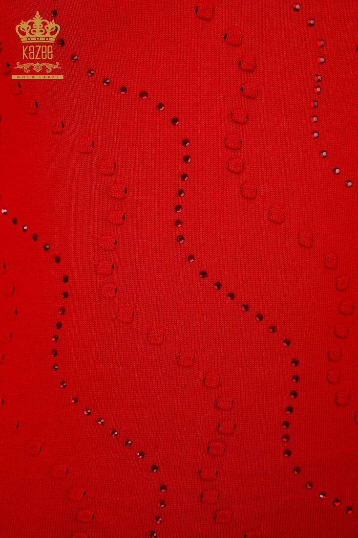 Women's Knitwear Sweater High Collar Red - 13866 | KAZEE
