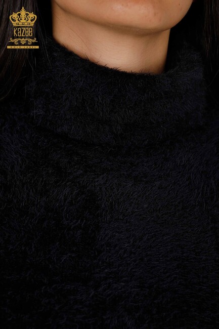 Womens Knitwear Sweater Long Basic Angora Viscose Black - 19056 | KAZEE - Thumbnail