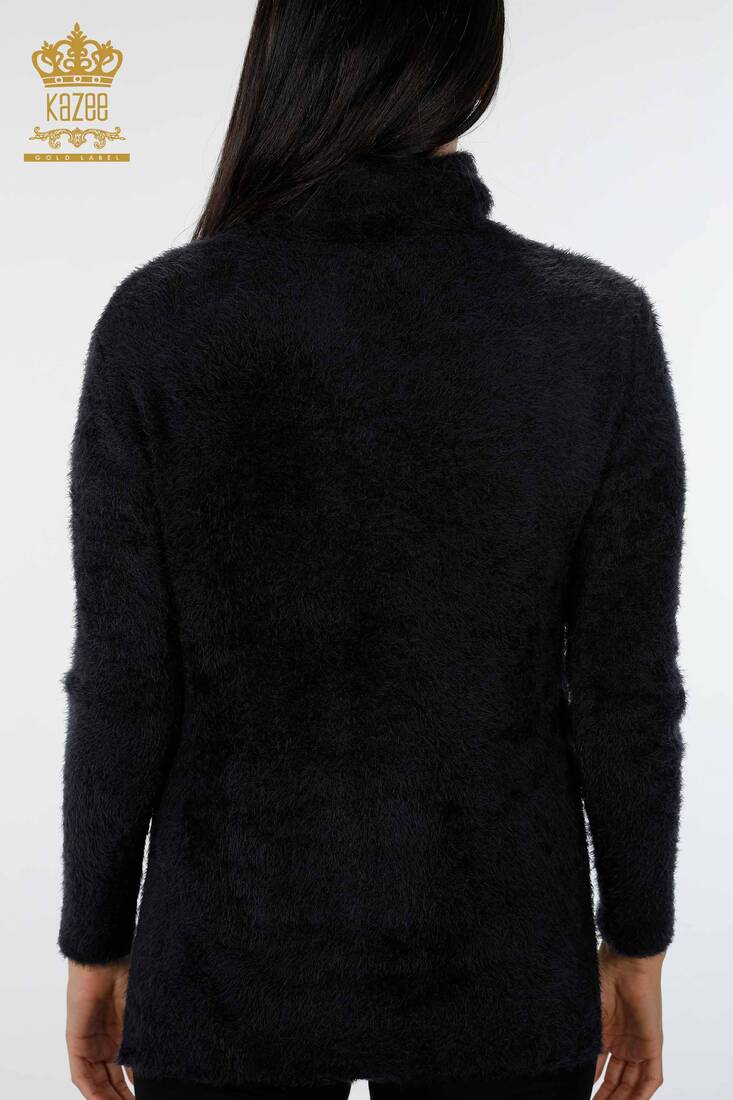 Womens Knitwear Sweater Long Basic Angora Viscose Black - 19056 | KAZEE