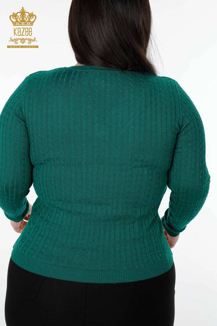 Women's Knitwear Sweater Glitter Detailed Green - 15200 | KAZEE