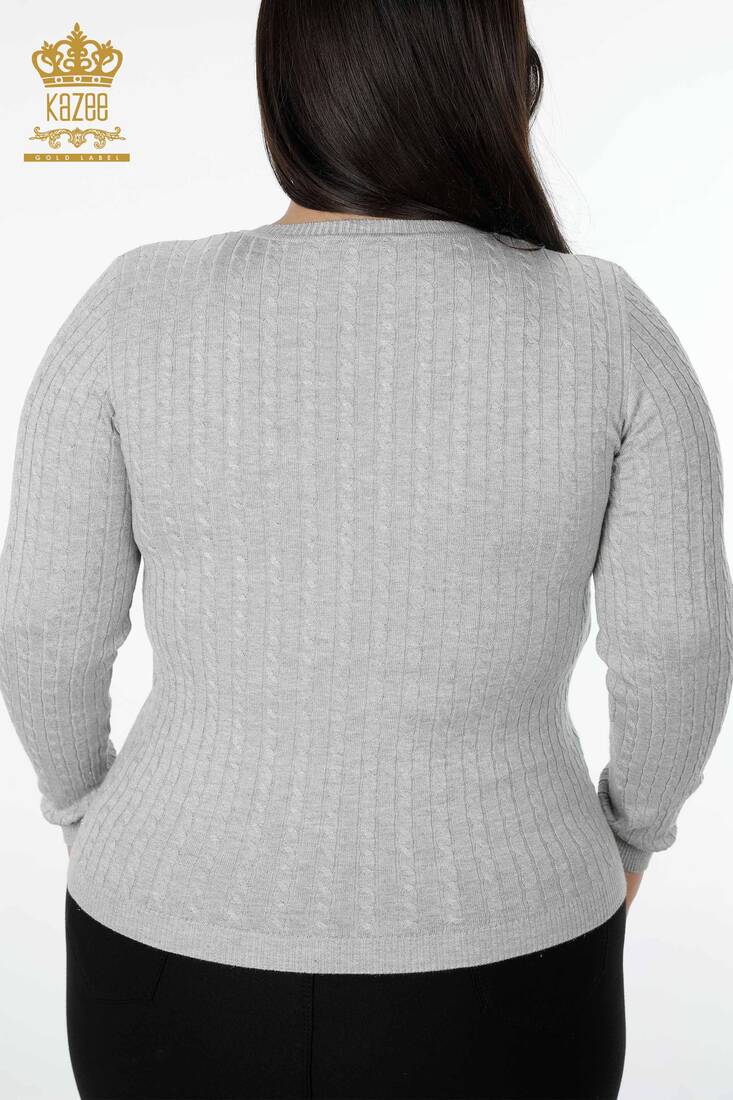 Women's Knitwear Sweater Glitter Detailed Gray - 15200 | KAZEE