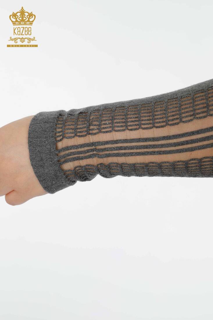 Women's Knitwear Sweater Sleeve Detailed Anthracite - 15191 | KAZEE