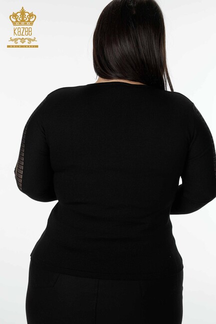 Women's Knitwear Sweater Sleeve Detailed Black - 15191 | KAZEE - Thumbnail