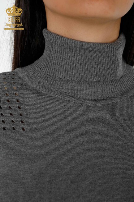 Women's Knitwear Pullover Sleeve Detailed Gray - 13608 | KAZEE - Thumbnail