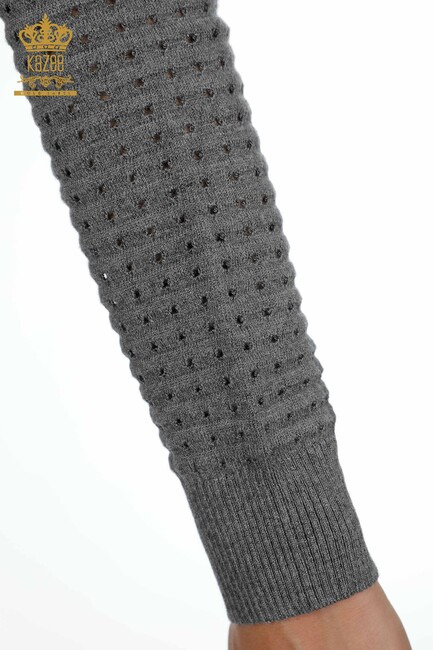Women's Knitwear Pullover Sleeve Detailed Gray - 13608 | KAZEE - Thumbnail