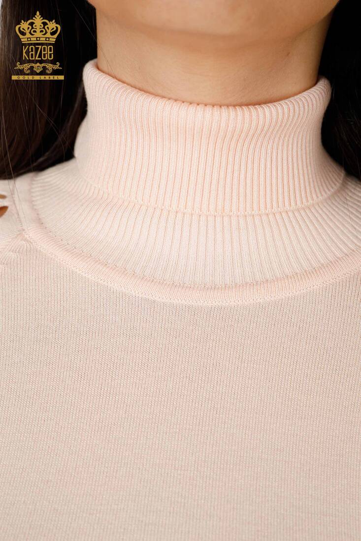Women's Knitwear Sweater Sleeve Detailed Powder - 15183 | KAZEE