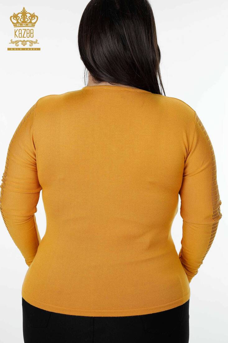 Women's Knitwear Sweater Sleeve Detailed Saffron - 15191 | KAZEE