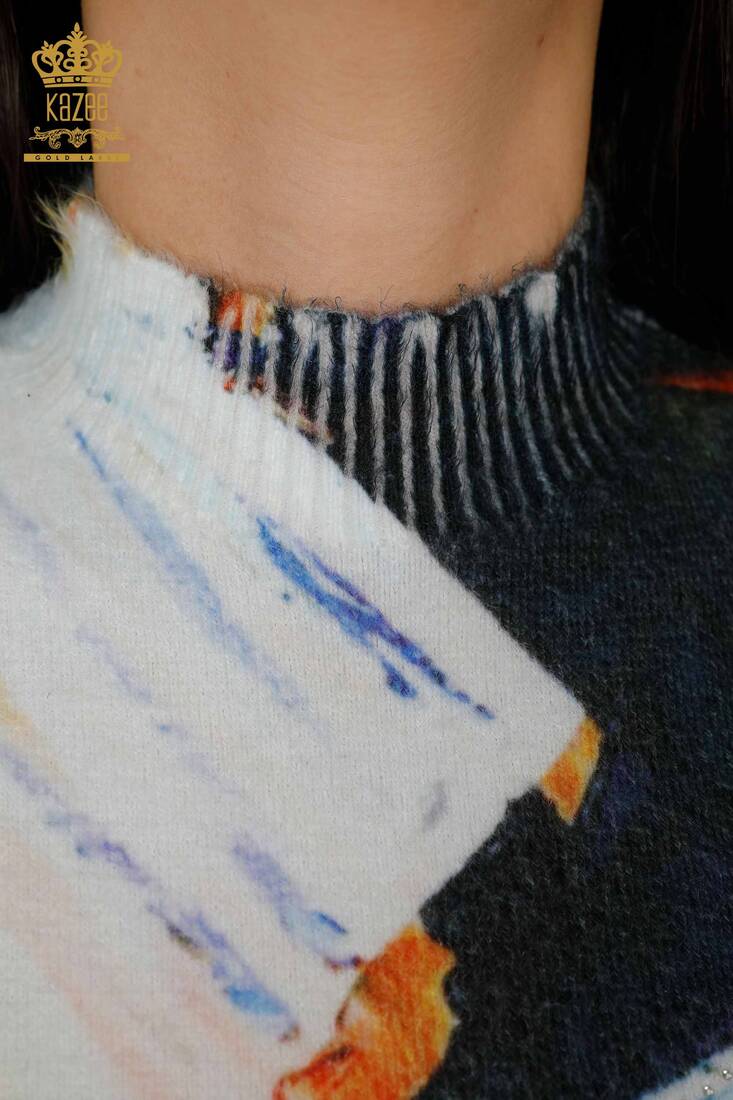 Women's Knitwear Sweater Stone Embroidered Pattern - 18960 | KAZEE
