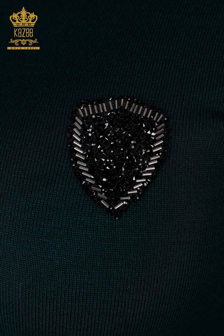 Women's Knitwear Sweater Striped Stone Embroidered Nefti - 15062 | KAZEE