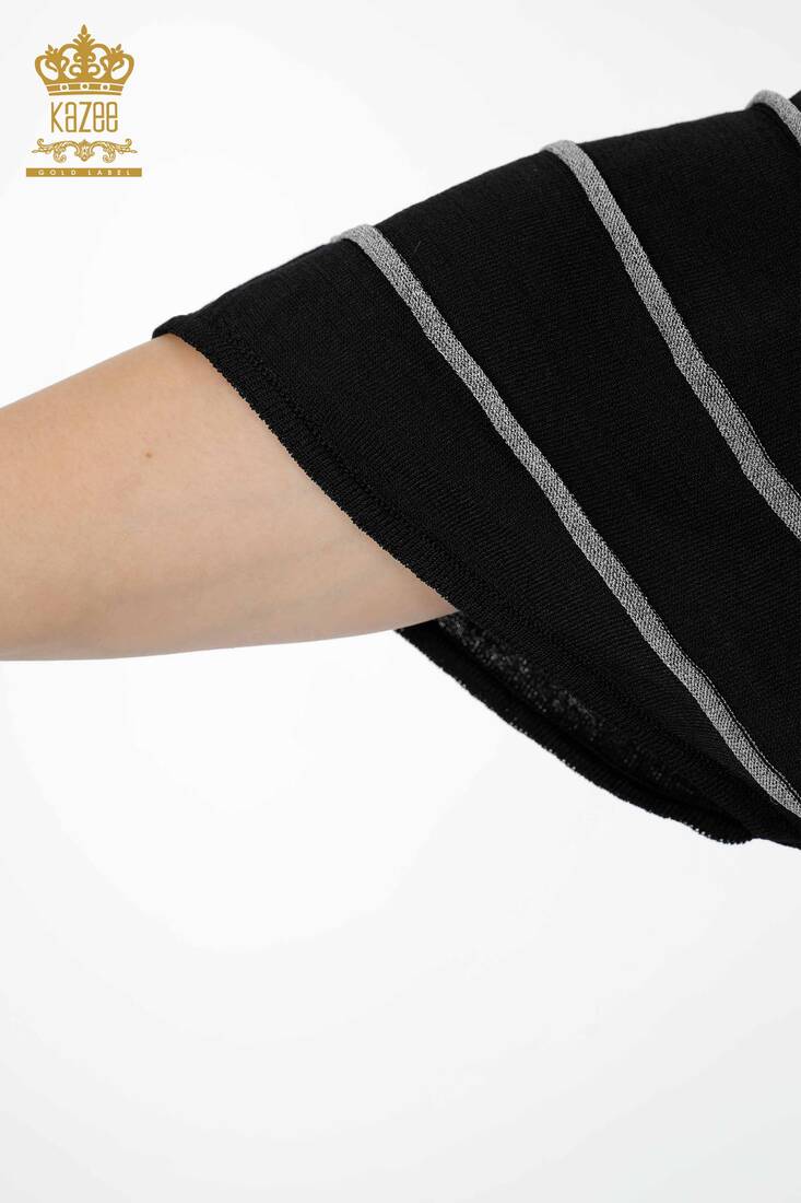 Women's Knitwear Sweater Striped Black-Grey 15766 | KAZEE