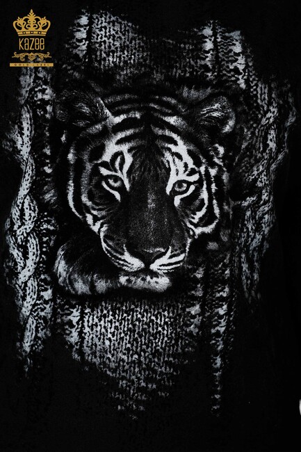 Women's Knitwear Sweater Tiger Detail Black - 15292 | KAZEE - Thumbnail