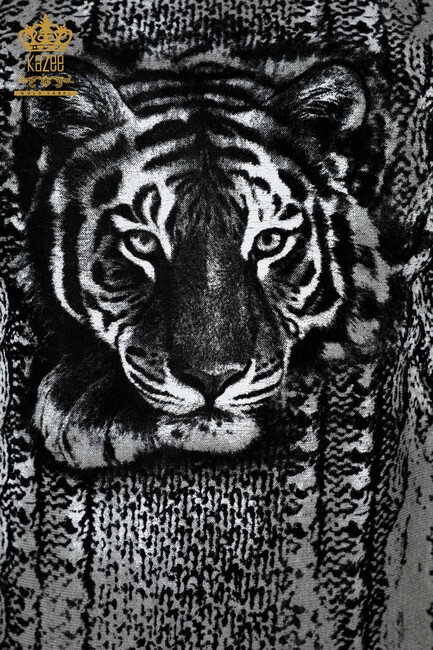 Women's Knitwear Sweater Tiger Detail Gray - 15292 | KAZEE - Thumbnail